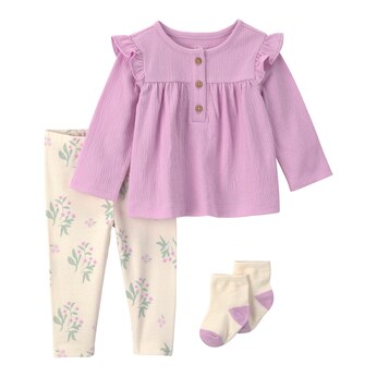 2-tlg. Set Bluse langarm und Leggings Blumen gekreppt