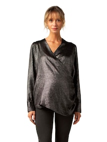 Wickelbluse für Schwangerschaft und Stillzeit, Glanzeffekt
