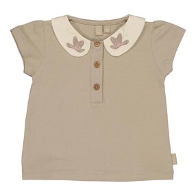 T-Shirt mit Bubikragen Vögel