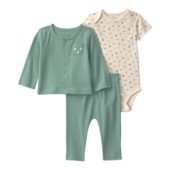 3-tlg. Set Body kurzarm, Jacke und Hose Dinos Rippqualität