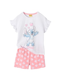 Kurzer Schlafanzug mit Volantärmeln und Herzen Kinder Disney LILO & STITCH