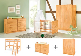 Jugendzimmer-Set „Natura” extrabreit groß mit Hochbett, 3-tlg.