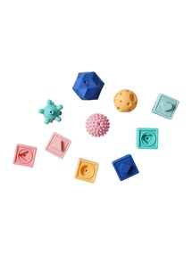 Baby Sensorik-Spielzeug, 6 Würfel & 4 Bälle