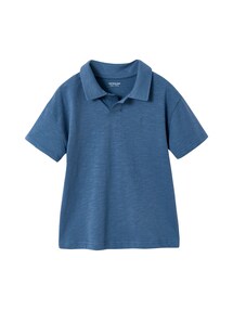 Poloshirt Jungen Palmen-Stickerei, Recycling-Baumwolle