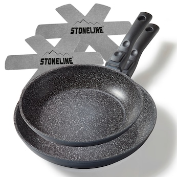 STONELINE Flex Pfannen-Set 2-teilig mit abnehmbaren Griffen | ohne Deckel - Schwarz