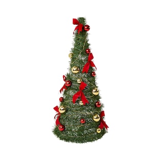 Künstlicher Pop-up-Weihnachtsbaum mit LED-Beleuchtung, geschmückt, 90 cm