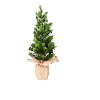 Künstlicher Tannenbaum im Jutesack