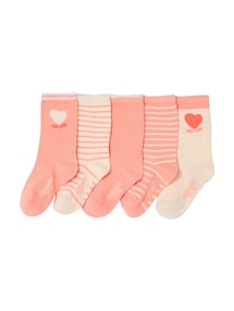 5er-Pack Mädchen Socken, Herzen