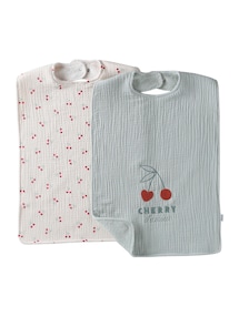 2er-Pack Baby Lätzchen CHERRY aus Frottee/Musselin