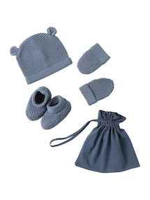 Baby-Set: Mütze, Fäustlinge & Schühchen im Geschenkbeutel