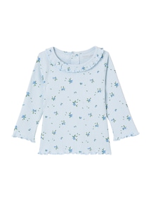 Bio-Kollektion: geripptes Baby Shirt mit langen Ärmeln