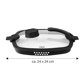 STONELINE SMELL WELL FUTURE Glasdeckel Eckig 24 cm mit SMELL WELL Funktion | Schwarz