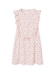 Bedrucktes Mädchen Jerseykleid mit Volantärmeln