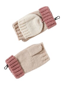 Mädchen-Set: Mütze, Rundschal & 2-in-1-Handschuhe, Colorblock