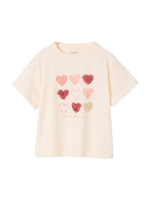 T-Shirt Mädchen mit Herz-Applikationen und Glitzer-Effekten