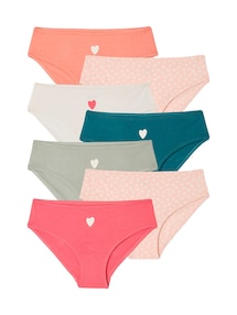 7er-Pack Slips mit Herzmotiv, Bio-Baumwolle Mädchen BASIC