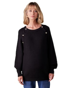 Feinstrick-Pullover mit Knöpfen für Schwangerschaft und Stillzeit
