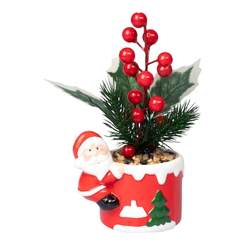 Gesteck "Beeren-Topf Santa"