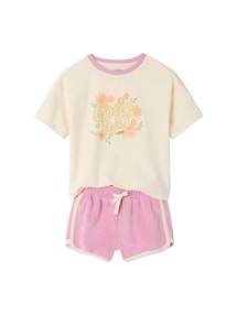 Mädchen-Set: T-Shirt & Shorts aus Frottee