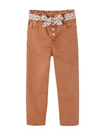 Mädchen Paperbag-Hose mit Stoffgürtel, Bundweite verstellbar