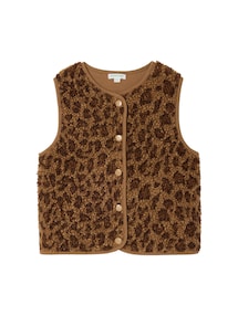 Mädchen Teddyfleece-Weste mit Leopardenmuster