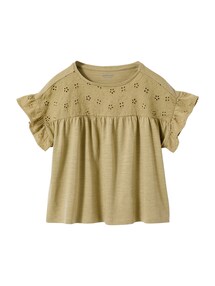 Blusenshirt mit Volant‰rmel und Lochstickerei, M‰dchen