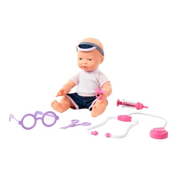 Puppe Fröhliches Baby 35cm mit Schnuller & Doktorset