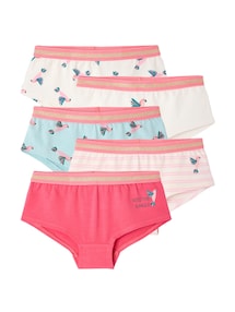 Bio-Kollektion: 5er-Pack Mädchen Shortys mit Dschungelprint