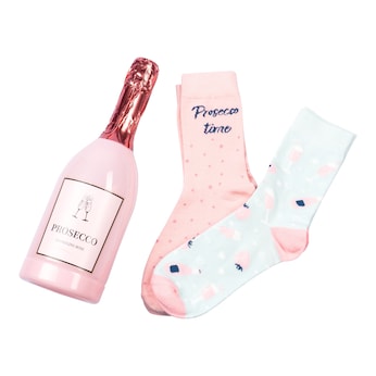 Geschenk-Set "Socken-Prosecco-Flasche", 2 Paar