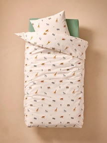 Bettwäsche-Set Kinder WILD ANIMALS, Recycling-Baumwolle BASIC
