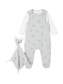 Bio-Kollektion: Baby-Set zur Geburt aus Overall, Body & Schmusetuch