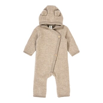 Wollfleece-Overall mit Klappfuß und Kapuze mit Ohren