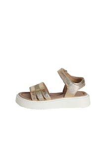 Mädchen Sandalen aus Leder mit Klettverschluss, Metallic-Effekt