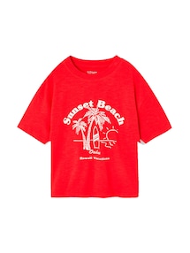 T-Shirt mit großem Print Jungen, Recycling-Baumwolle